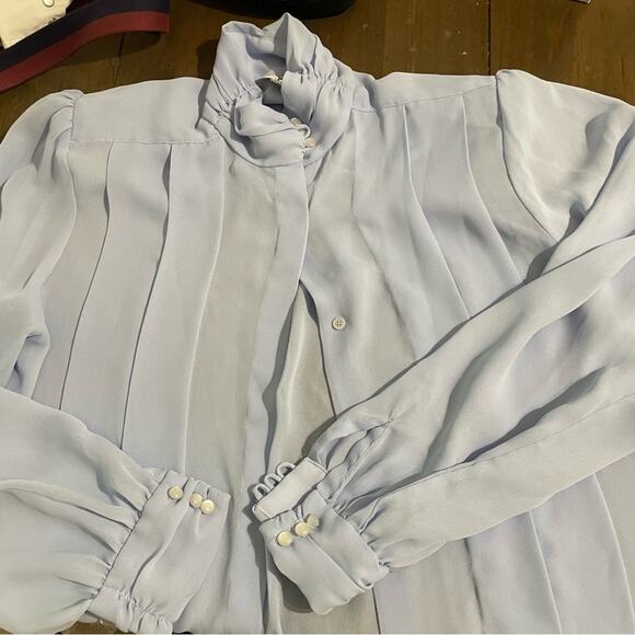 80s periwinkle blue blouse - Picture 6 of 7